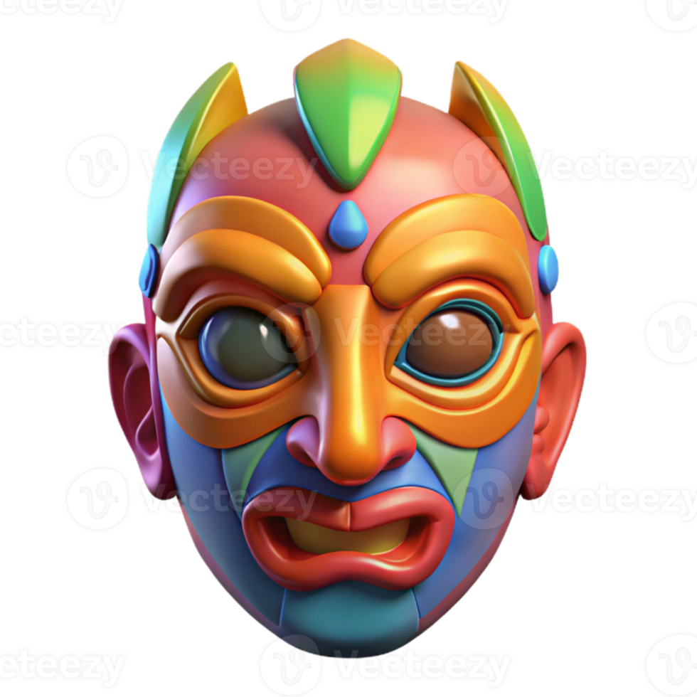 elegant vintage Ceremonial Mask with Bright Colors Transparent Background high quality png