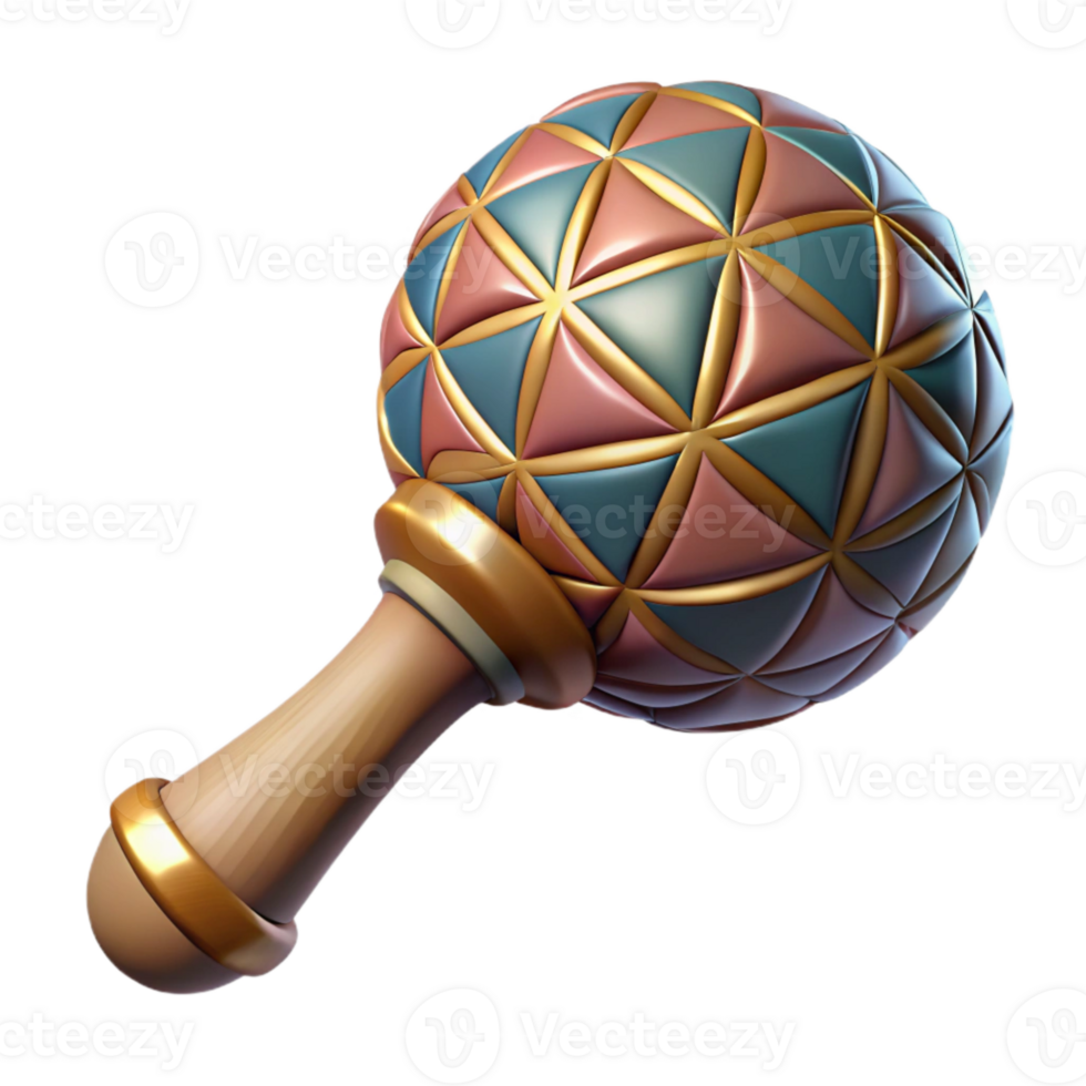 magnificent contemporary Ceremonial Rattle with Geometric Design Isolated original png
