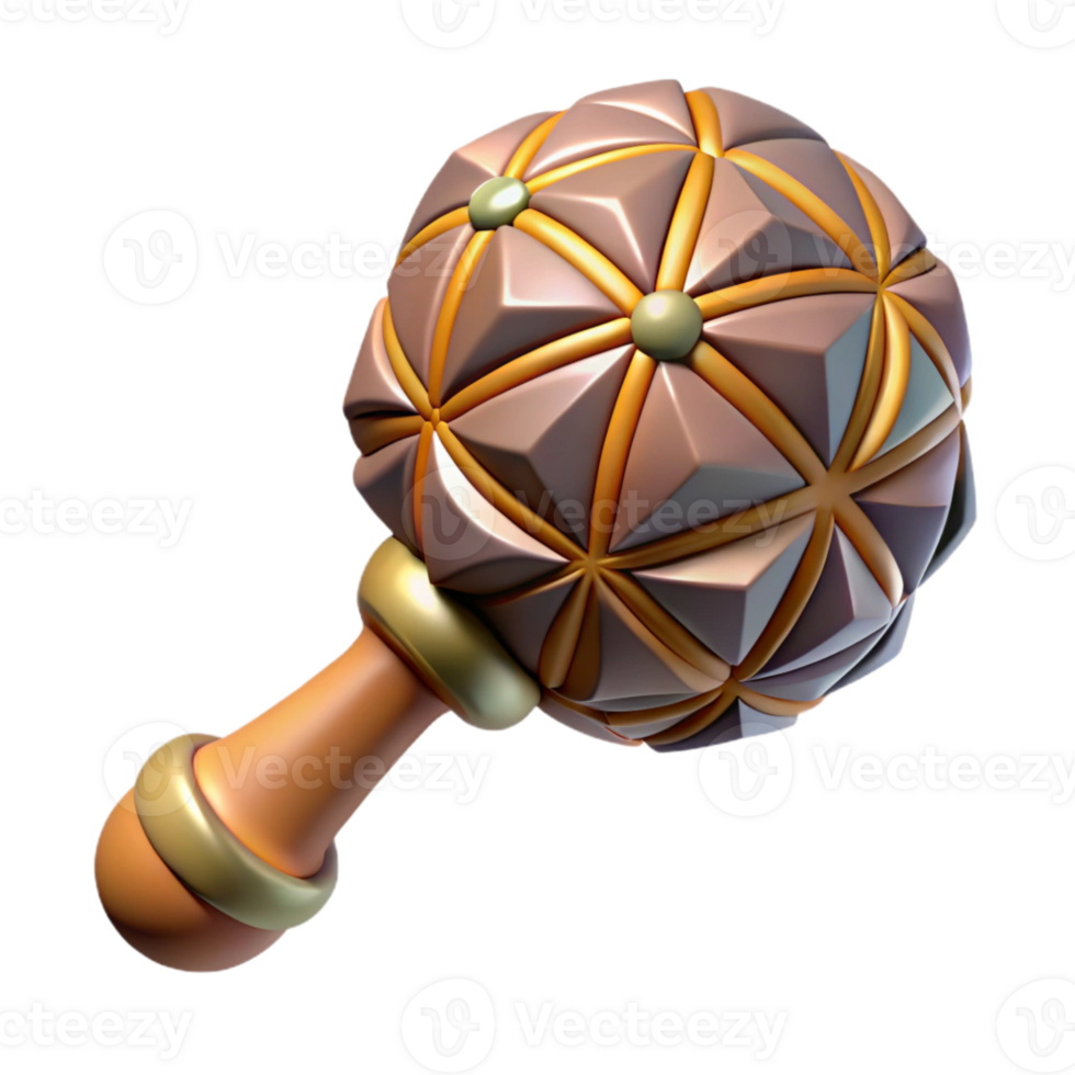 magnificent abstract Ceremonial Rattle with Geometric Design Isolated high resolution png