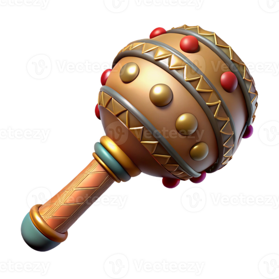 wonderful artistic Ceremonial Rattle with Intricate Details Isolated professional png