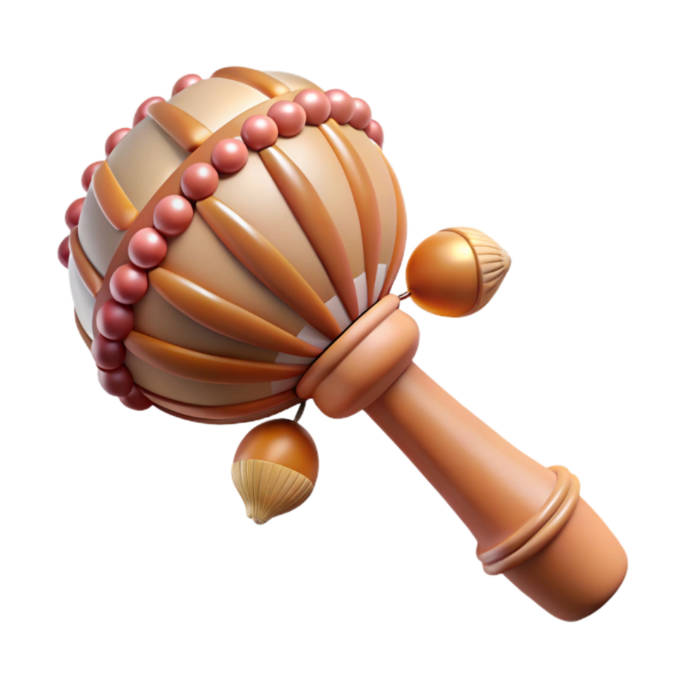 Ceremonial Rattle with Shell Decorations Isolated png