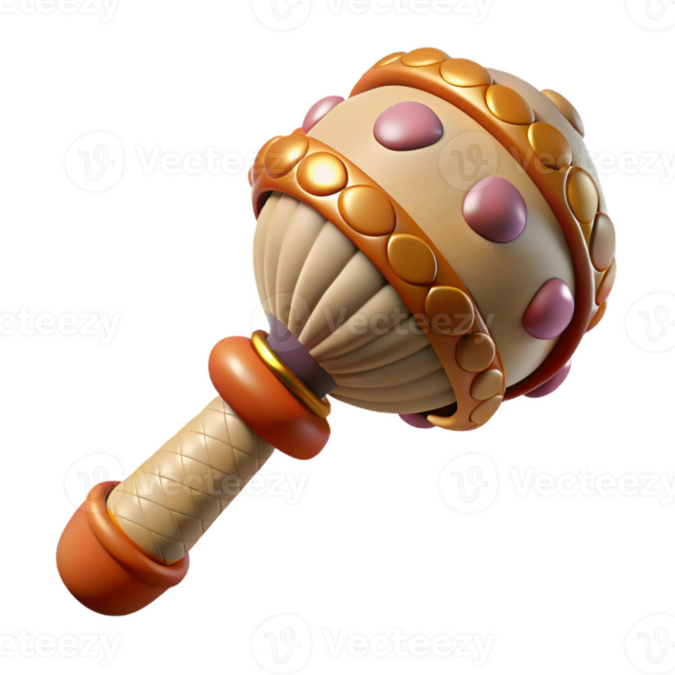 beautiful abstract Ceremonial Rattle with Shell Decorations Isolated professional png