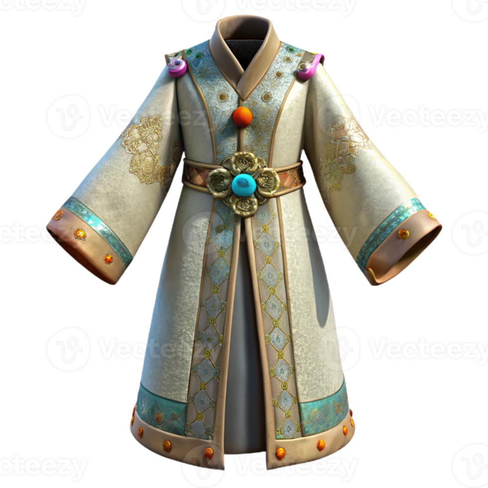 serene rustic Ceremonial Robe with Intricate Embroidery Transparent Background premium png