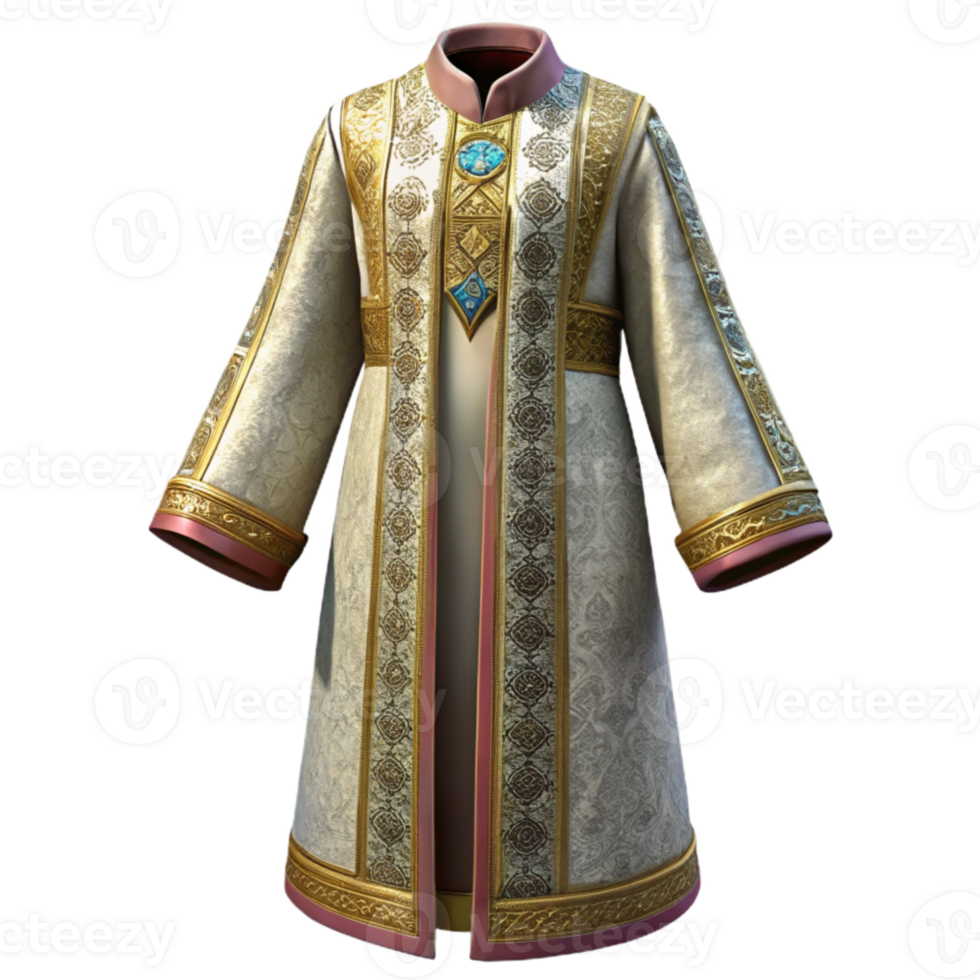 vibrant creative Ceremonial Robe with Intricate Embroidery Transparent Background high resolution png