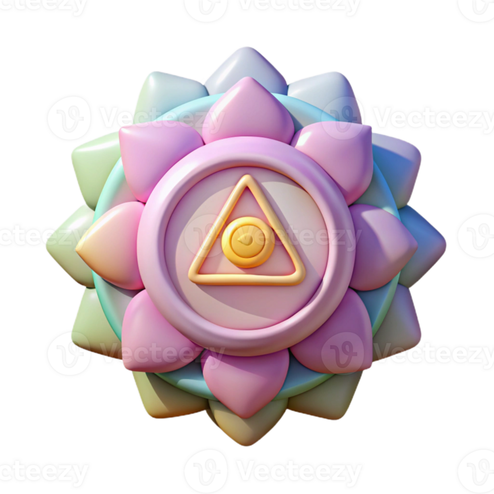serene abstract Chakra Symbols Pastel Colors Cutout on Transparent Background high resolution png