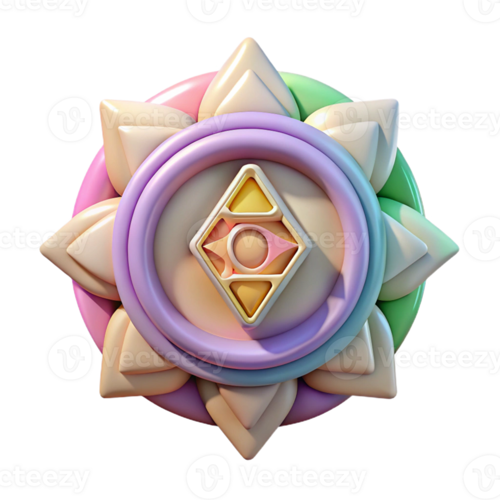 serene traditional Chakra Symbols Pastel Colors Cutout on Transparent Background detailed png