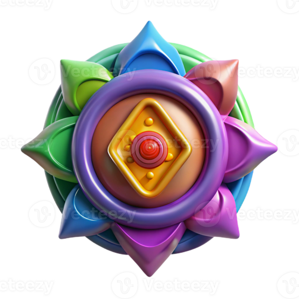 impressive rustic Chakra Symbols Vibrant Colors Isolated detailed png