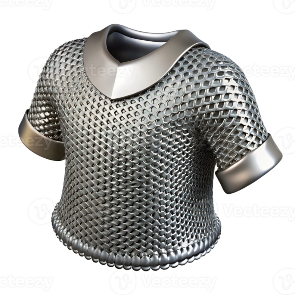 dramatic traditional Chainmail Top Silver Tone Isolated Element authentic png