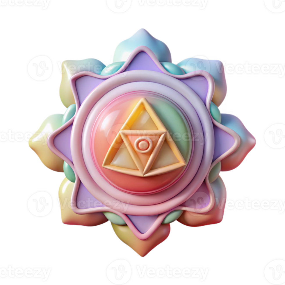 impressive vintage Chakra Symbols Pastel Colors Cutout on Transparent Background professional png