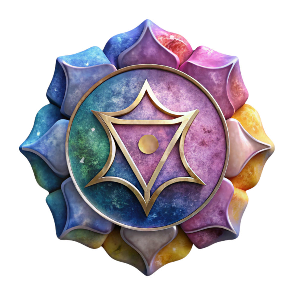 serene vintage Chakra Symbols Watercolor Style Cutout on Transparent Background professional png
