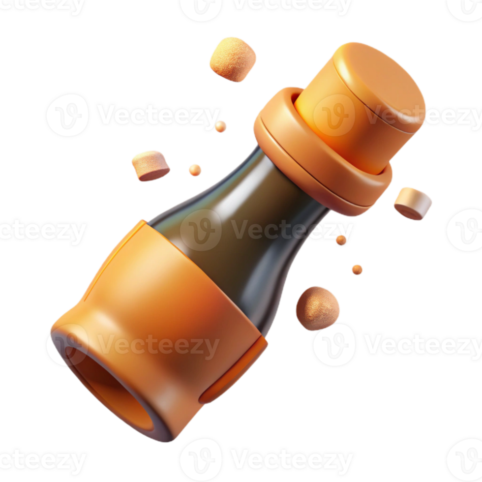 extraordinary rustic Champagne Bottle Cork Popping Isolated Element high resolution png