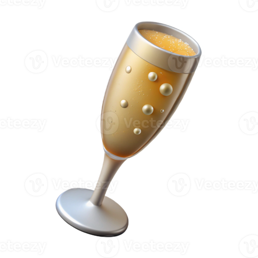 dramatic traditional Champagne Flute with Bubbles Transparent Background original png