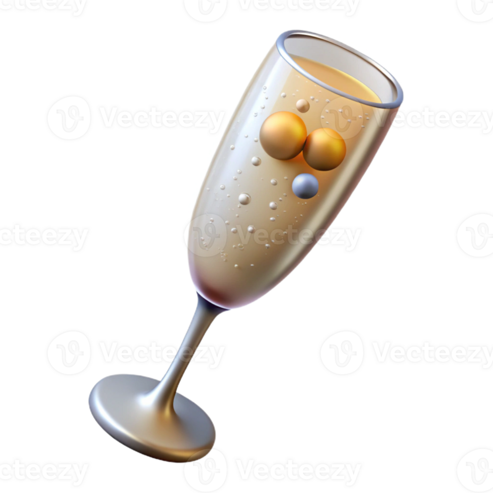 serene abstract Champagne Flute with Bubbles Transparent Background exclusive png