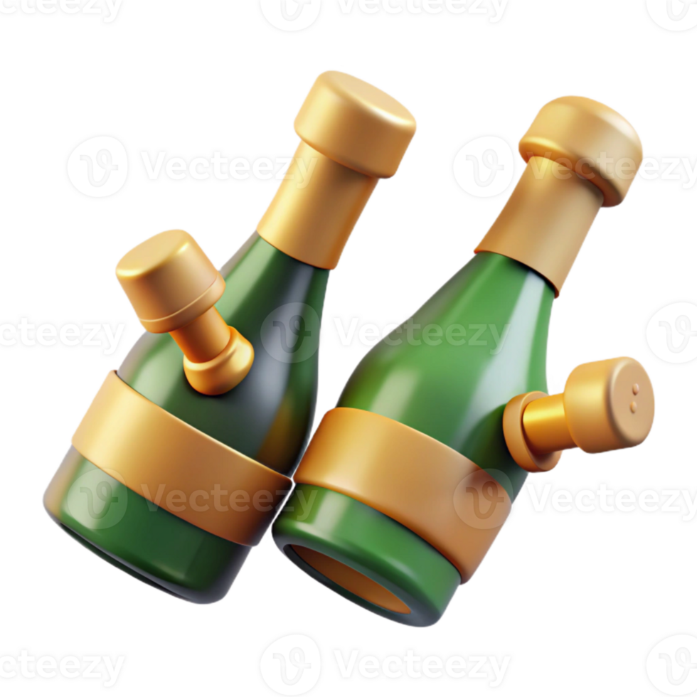 stunning classic Champagne Bottles with Popping Corks Cutout high quality png