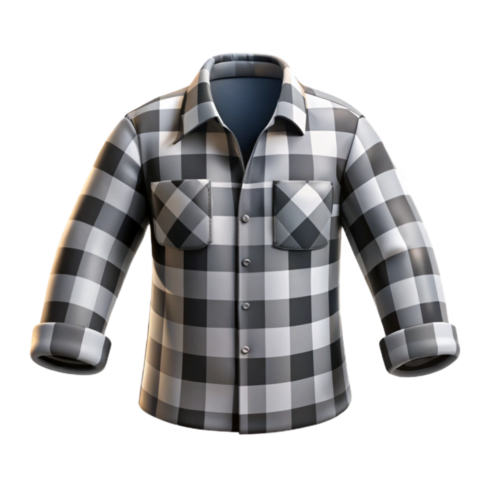 extraordinary vintage Checkered Shirt Black and White Cutout detailed png