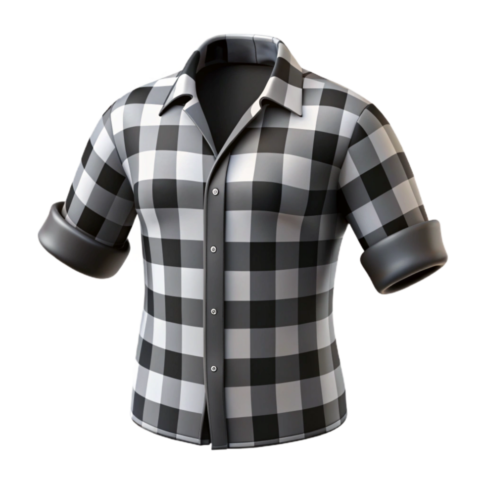 stunning traditional Checkered Shirt Black and White Cutout professional png