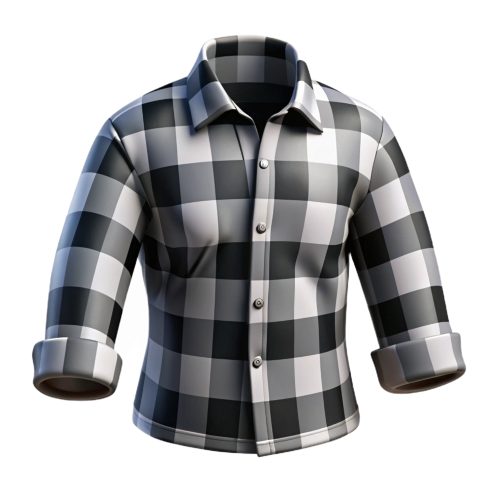 stunning abstract Checkered Shirt Black and White Cutout detailed png