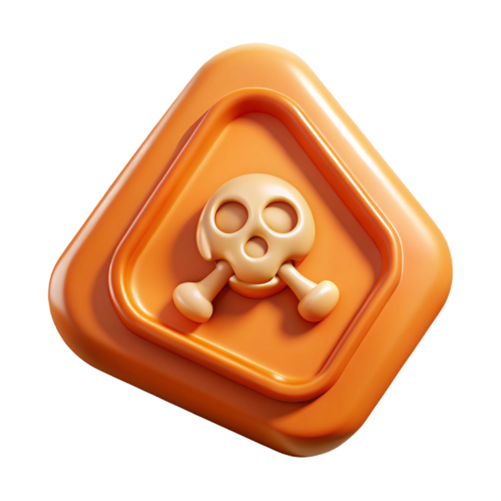impressive minimalist Chemical Hazard Symbol Orange with Skull and Crossbones Isolated premium png