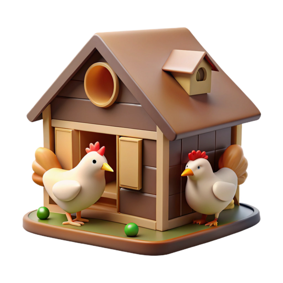 extraordinary minimalist Chicken Coop Cutout with Hens Inside premium png