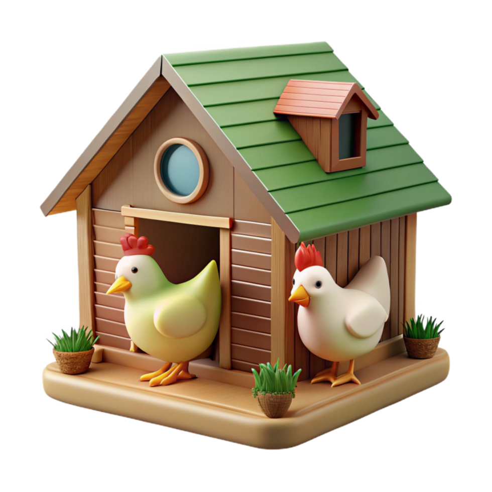 wonderful creative Chicken Coop Cutout with Hens Inside detailed png