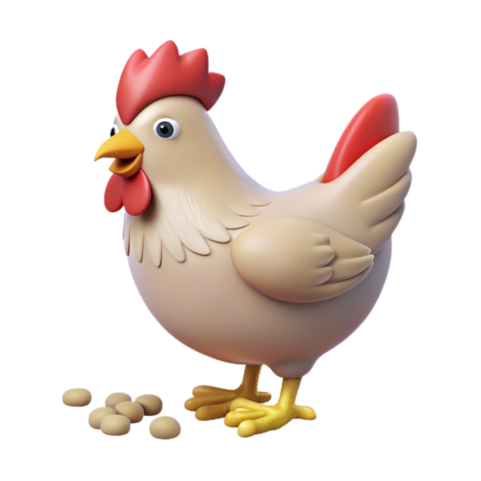 vibrant contemporary Chicken Pecking at Seeds Cutout on Transparent Background high resolution png