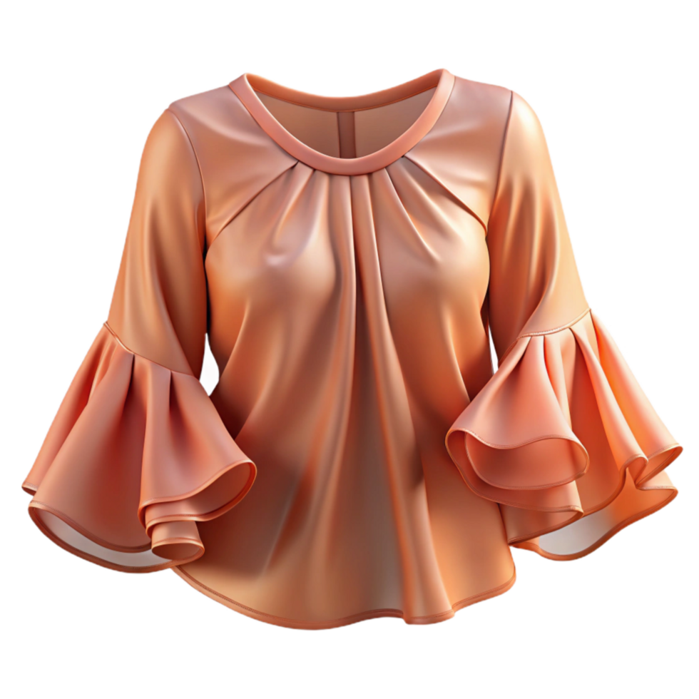 serene traditional Chiffon Blouse Flowing Peach Cutout png