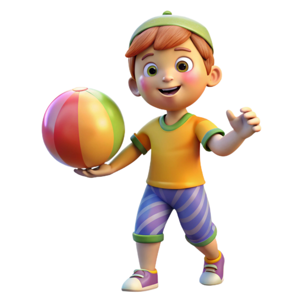 extraordinary rustic Child Playing with Ball Colorful Isolated detailed png