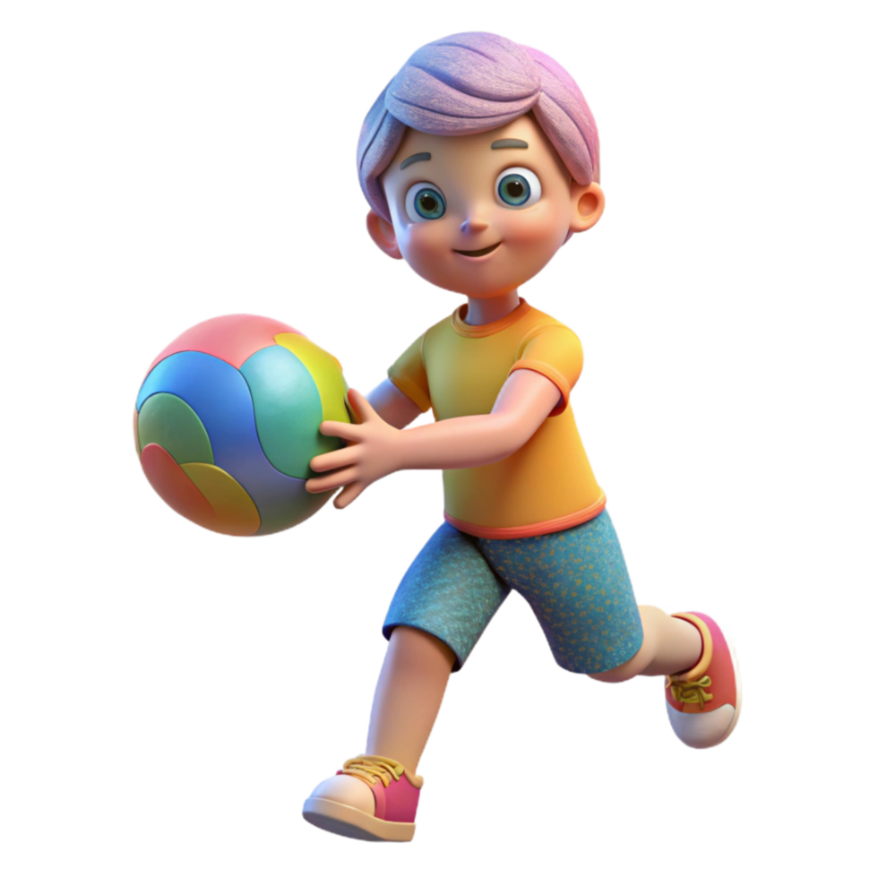 extraordinary creative Child Playing with Ball Colorful Isolated exclusive png