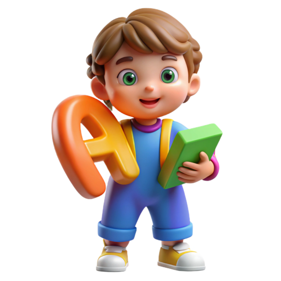 Child Learning Alphabet Colorful Letters Isolated png