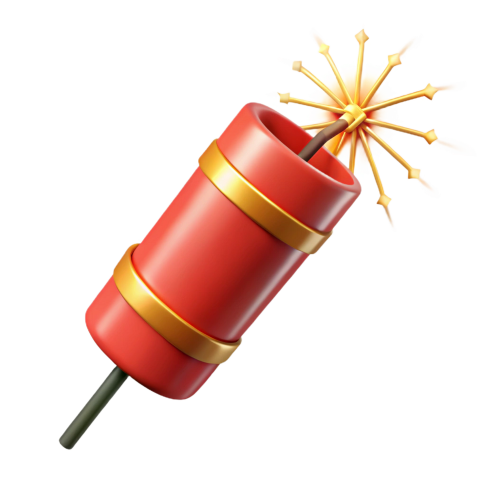 extraordinary vintage Chinese New Year Firecracker with Sparks Isolated professional png