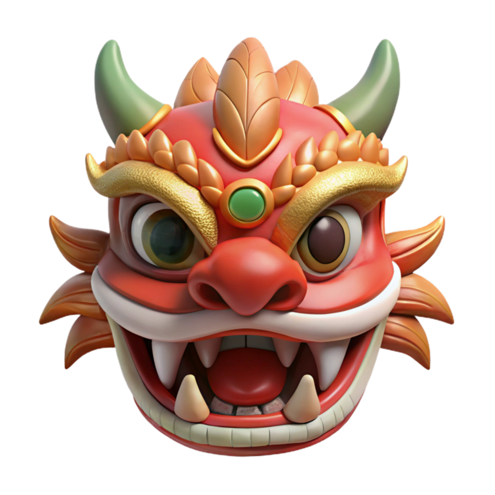 serene artistic Chinese Dragon Dance Costume Head Isolated Element original png