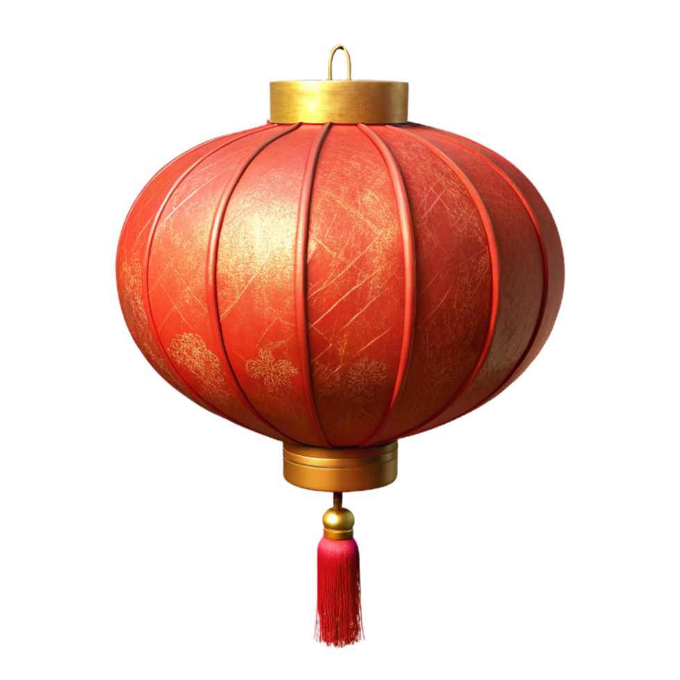 extraordinary rustic Chinese New Year Paper Lantern with Tassels Isolated high resolution png