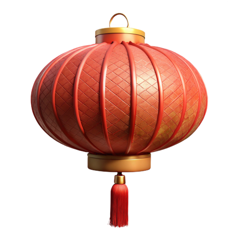 dramatic contemporary Chinese New Year Paper Lantern with Tassels Isolated professional png