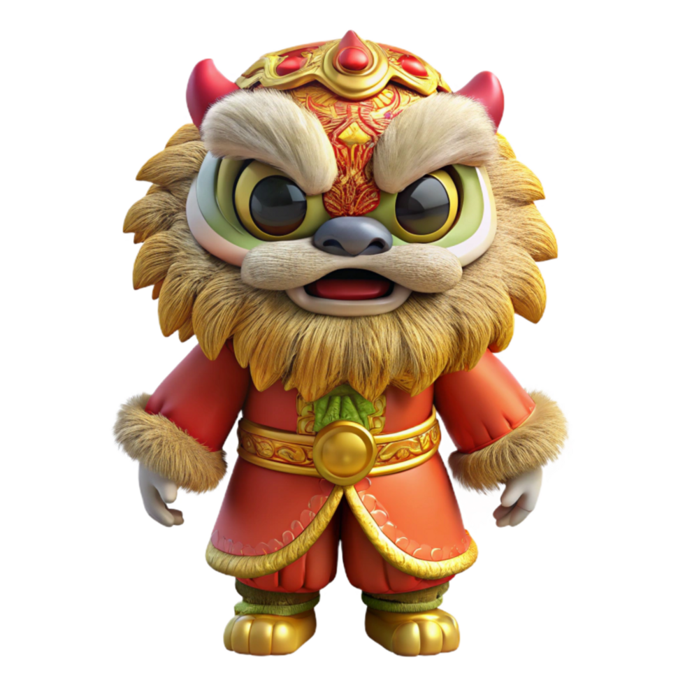 extraordinary rustic Chinese New Year Lion Dance Costume with Fur Isolated high quality png