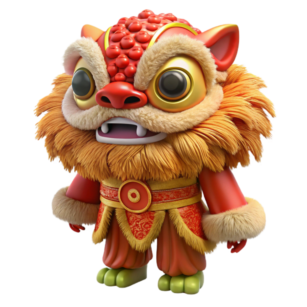 elegant vintage Chinese New Year Lion Dance Costume with Fur Isolated authentic png