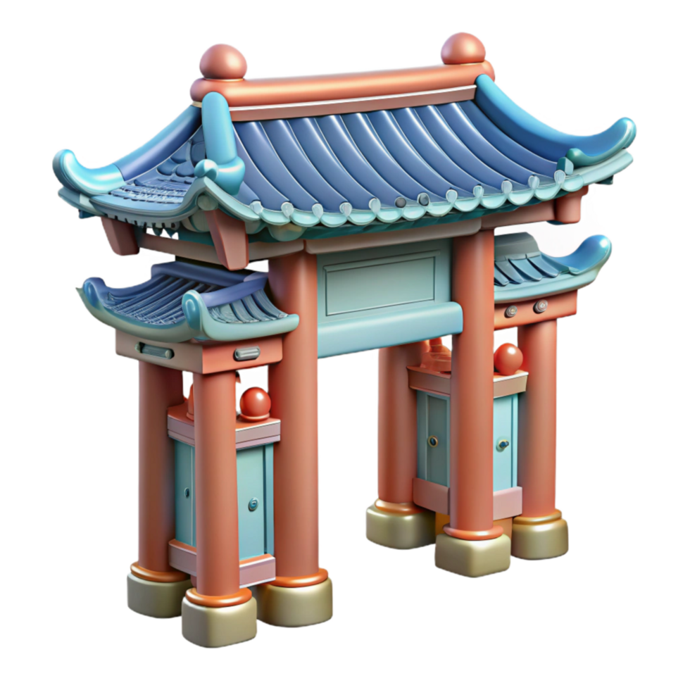 vibrant rustic Chinese Palace Gate Cutout Element exclusive png