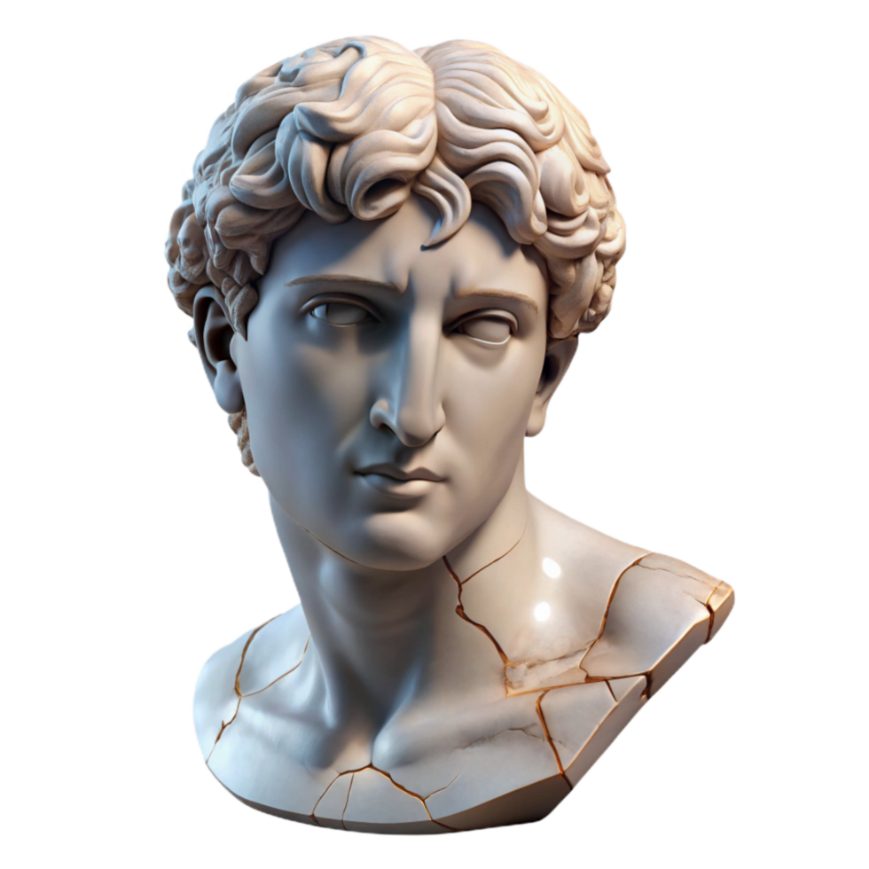 beautiful modern Chipped Marble Statue Detail Isolated on Transparent Background detailed png