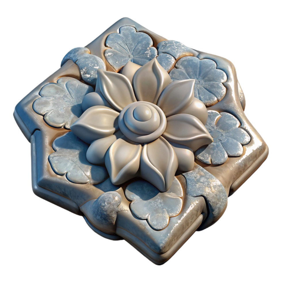 magnificent abstract Chipped Ceramic Tile Floral Pattern Isolated authentic png