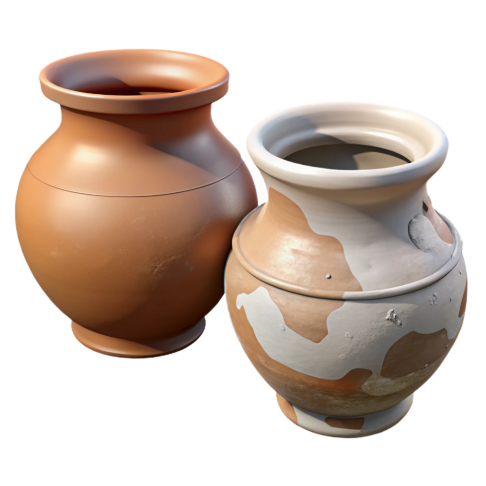 dramatic rustic Chipped Pottery Restoration Before and After Isolated premium png