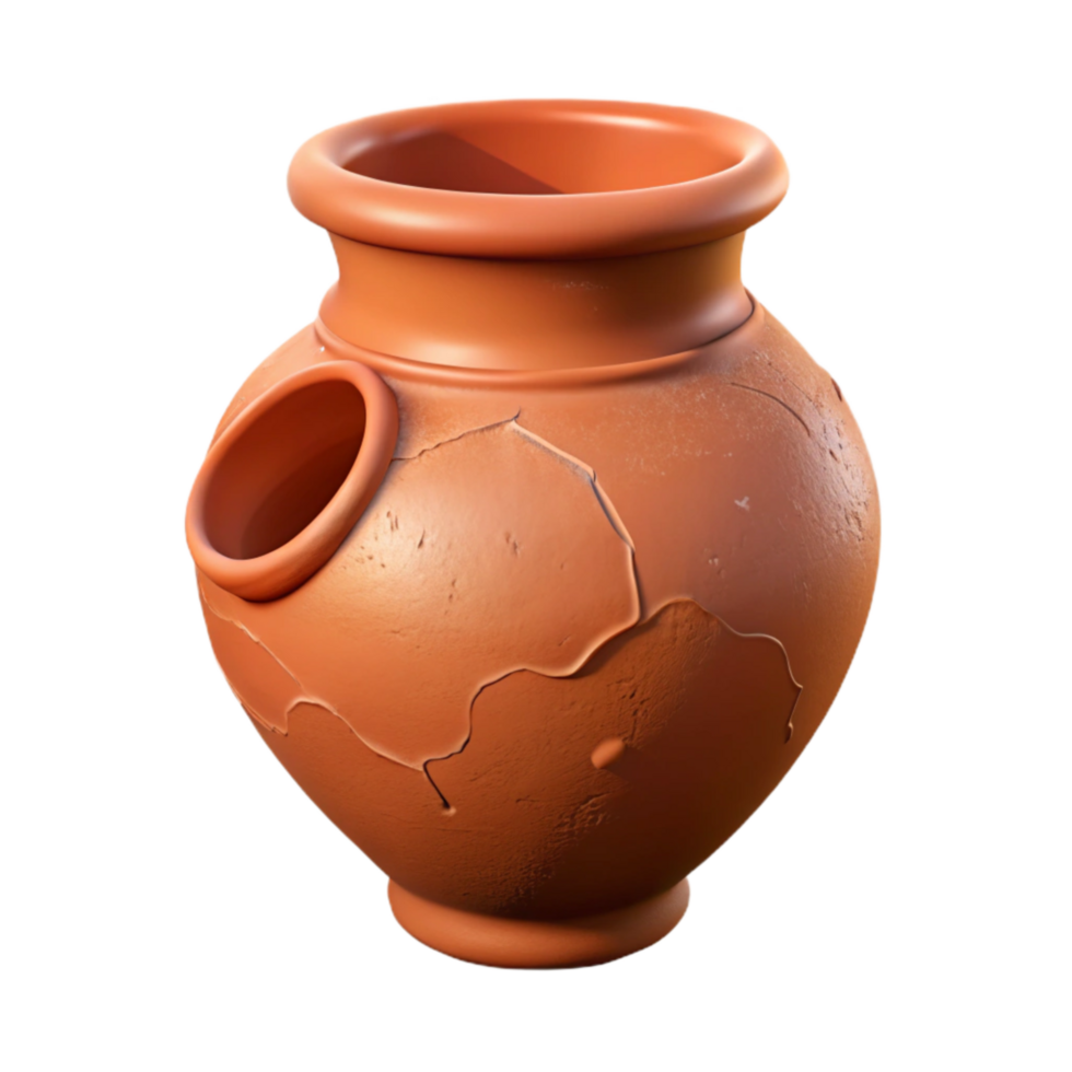 dramatic vintage Chipped Terracotta Vase Fragment Isolated on Transparent Background original png