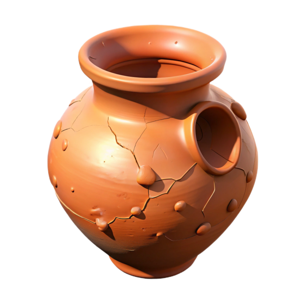 beautiful creative Chipped Terracotta Vase Fragment Isolated on Transparent Background high quality png