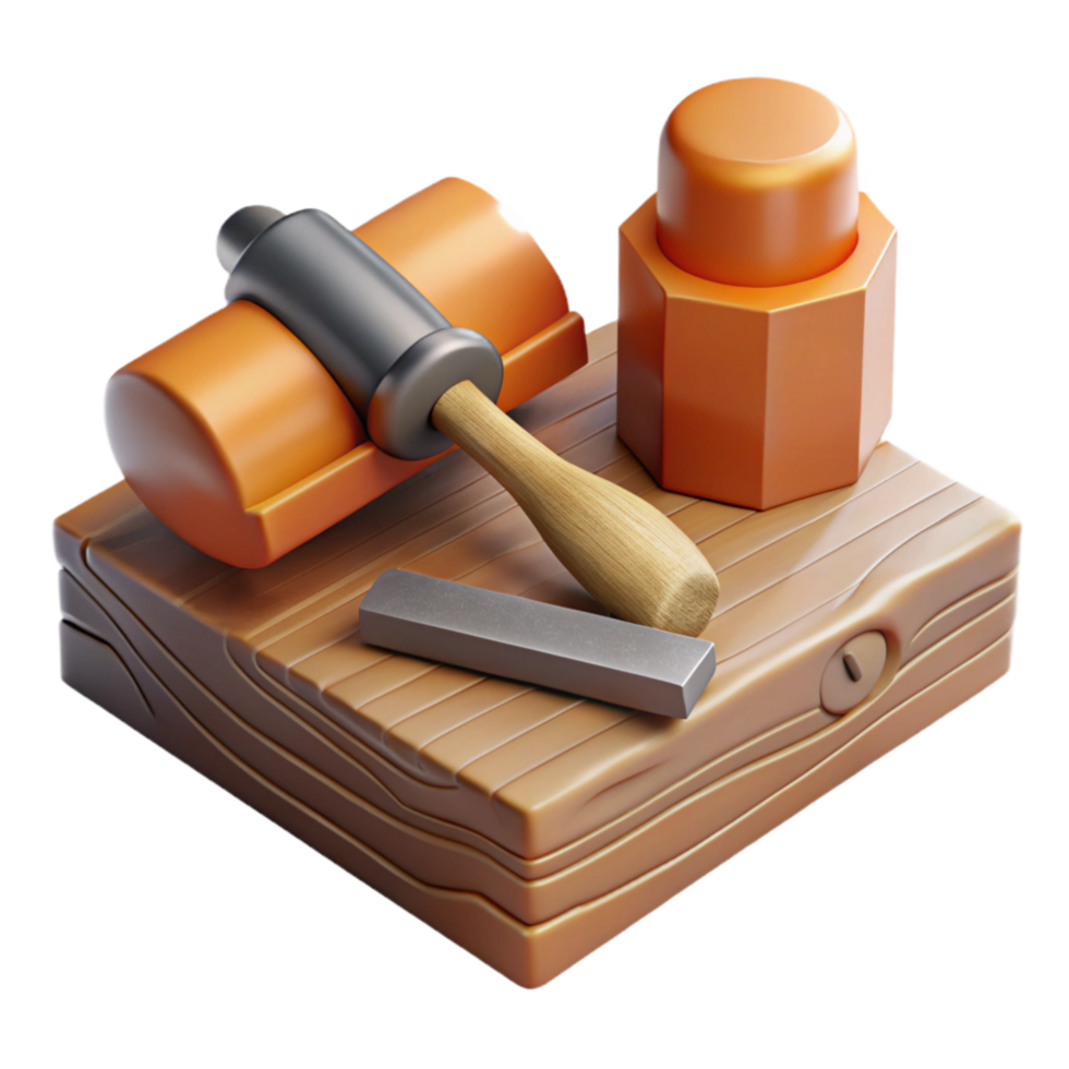 beautiful abstract Chisel and Mallet on Workbench Cutout high quality png