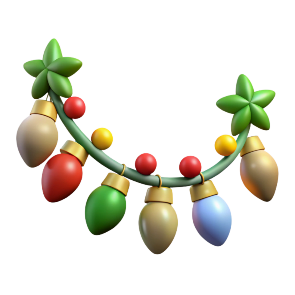 stunning vintage Christmas Garland with Lights Cutout premium png