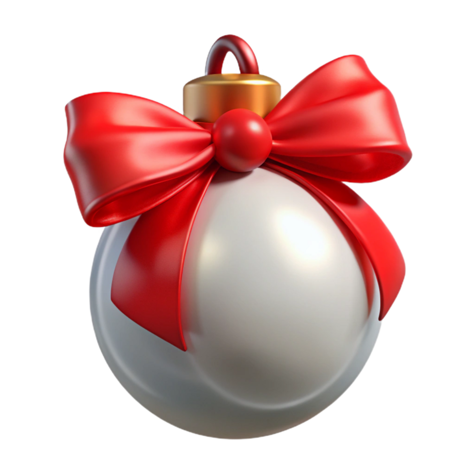 extraordinary artistic Christmas Ornament with Red Bow Transparent high resolution png