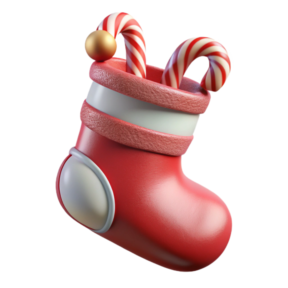 wonderful minimalist Christmas Stocking with Candy Canes Cutout professional png