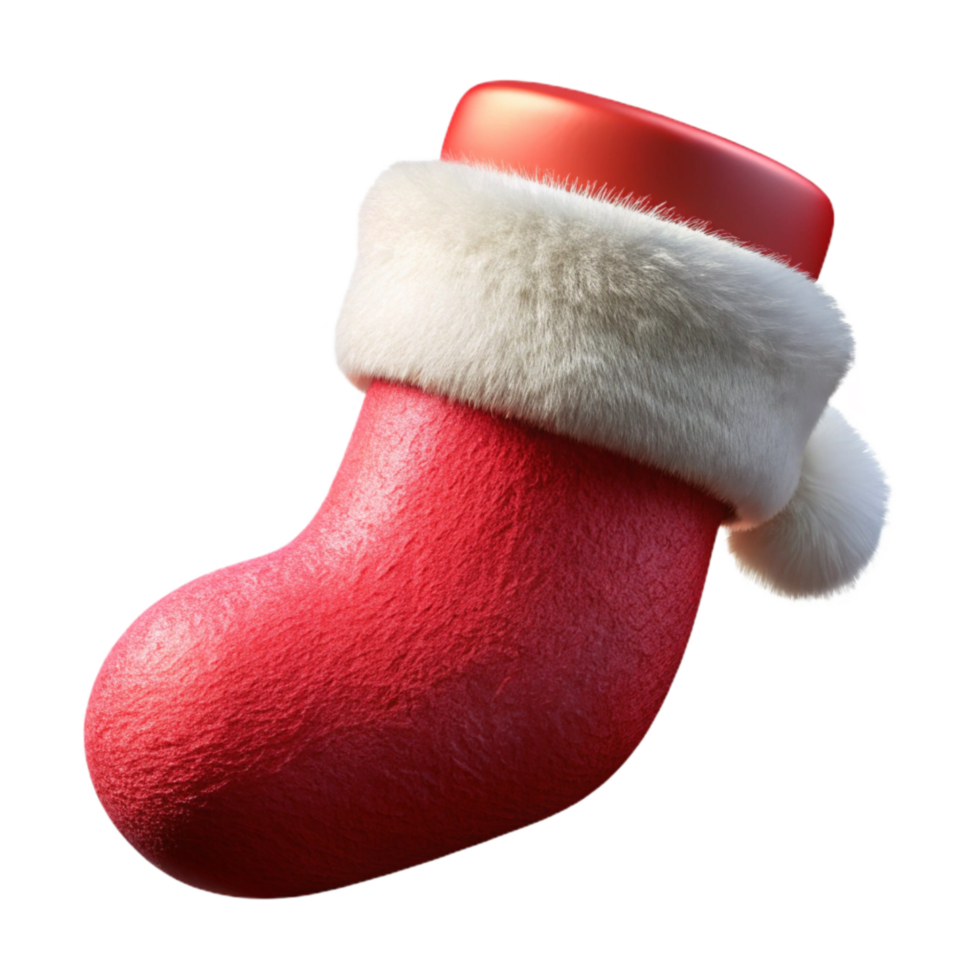 extraordinary vintage Christmas Stocking Red and White Fur Trim Isolated Element premium png