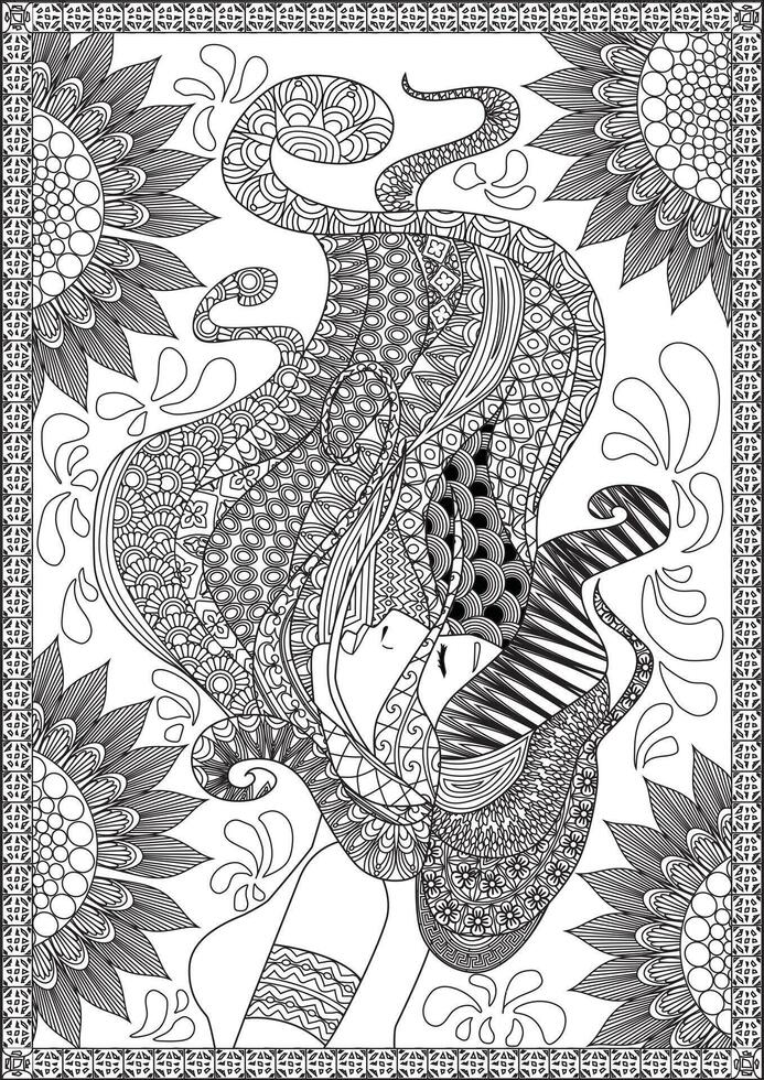 Girl Coloring Page For Adult vector