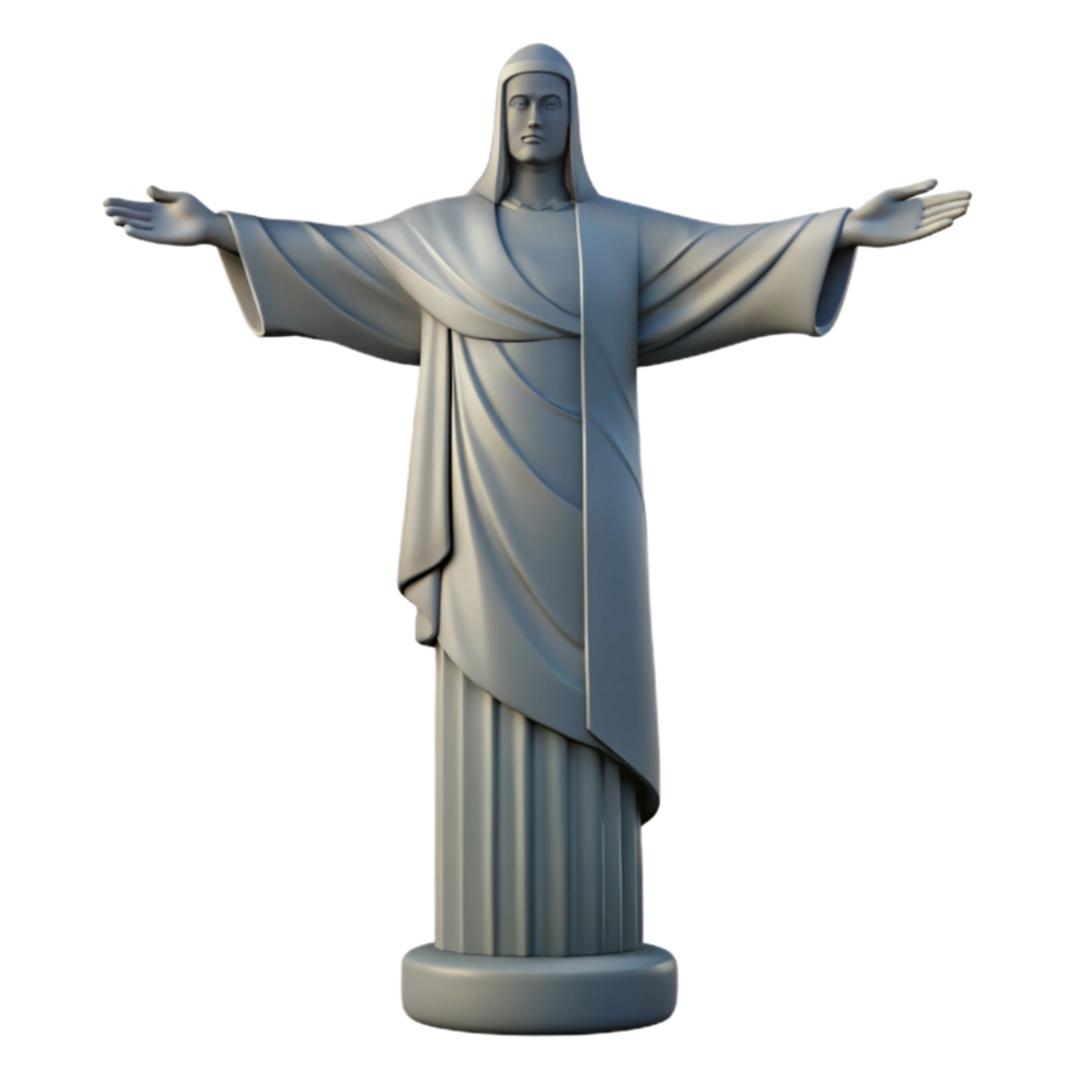 dramatic traditional Christ the Redeemer Statue Backlit Silhouette Transparent Background original png