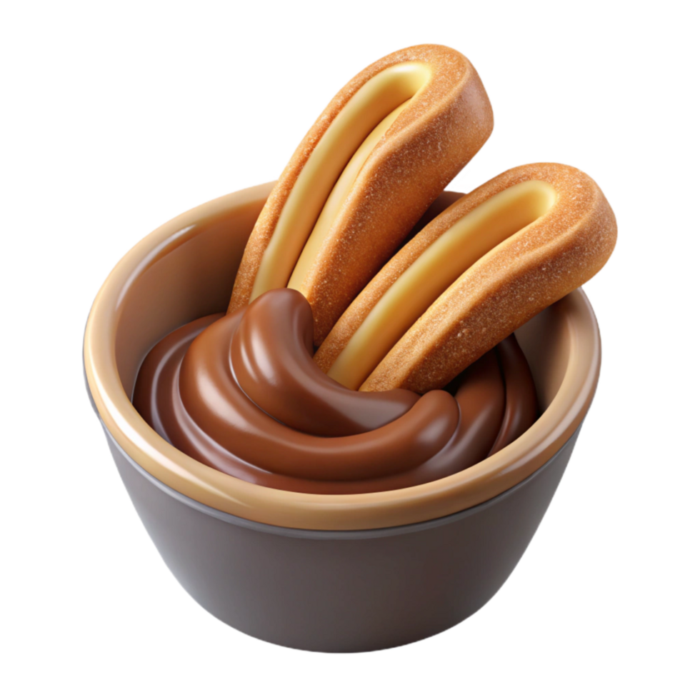 impressive minimalist Churro with Chocolate Dipping Sauce Sweet Treat Isolated high resolution png