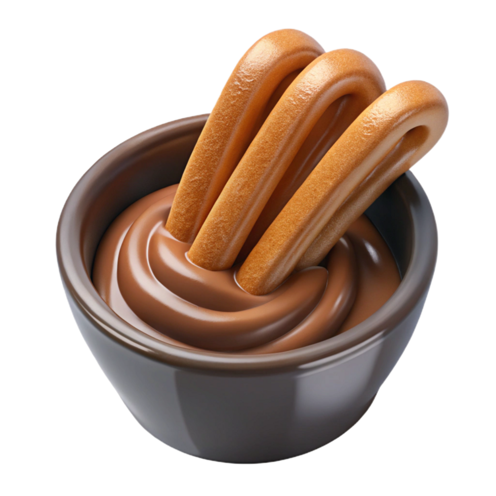 stunning rustic Churro with Chocolate Dipping Sauce Sweet Treat Isolated exclusive png